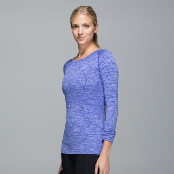 Lululemon Women's Run: Swiftly Tech Long Sleeve Crew - Heathered Blue - Picture 1 of 7